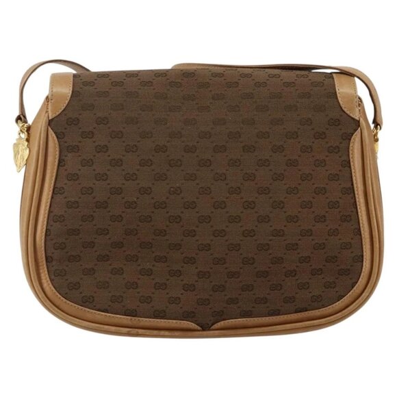 GUCCI Micro GG Canvas Shoulder Bag Brown Gold Auth BA6220 - Picture 3 of 14